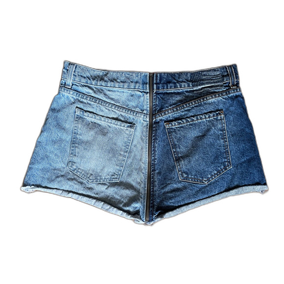 REVICE Blue Two Tone Full Zip Daisy Duke Denim Cut Off Shorts   Women's Size 31 - Picture 4 of 6